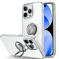 Custodia Silicone Trasparente Ultra Slim Cover Morbida con Magnetico Anello Supporto A01 per Apple iPhone 14 Pro Max Chiaro