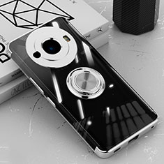 Custodia Silicone Trasparente Ultra Slim Cover Morbida con Magnetico Anello Supporto AN1 per Sharp Aquos R8s Pro Argento