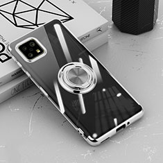 Custodia Silicone Trasparente Ultra Slim Cover Morbida con Magnetico Anello Supporto AN1 per Sharp Aquos Sense4 Basic Argento