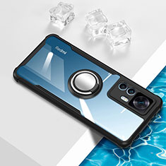 Custodia Silicone Trasparente Ultra Slim Cover Morbida con Magnetico Anello Supporto BH1 per Xiaomi Mi 12T Pro 5G Nero