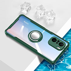 Custodia Silicone Trasparente Ultra Slim Cover Morbida con Magnetico Anello Supporto BH1 per Xiaomi Poco F3 5G Verde