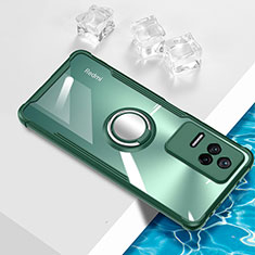Custodia Silicone Trasparente Ultra Slim Cover Morbida con Magnetico Anello Supporto BH1 per Xiaomi Poco F4 5G Verde