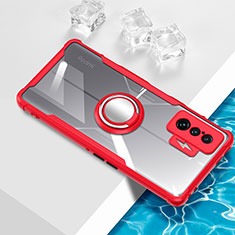 Custodia Silicone Trasparente Ultra Slim Cover Morbida con Magnetico Anello Supporto BH1 per Xiaomi Poco F4 GT 5G Rosso