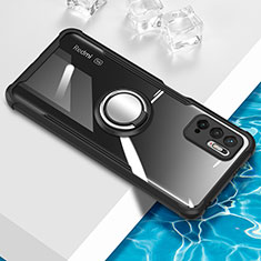 Custodia Silicone Trasparente Ultra Slim Cover Morbida con Magnetico Anello Supporto BH1 per Xiaomi POCO M3 Pro 5G Nero