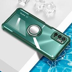 Custodia Silicone Trasparente Ultra Slim Cover Morbida con Magnetico Anello Supporto BH1 per Xiaomi POCO M3 Pro 5G Verde