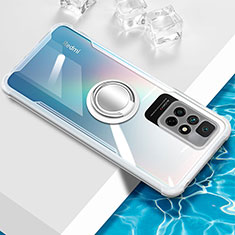 Custodia Silicone Trasparente Ultra Slim Cover Morbida con Magnetico Anello Supporto BH1 per Xiaomi Redmi 10 (2022) Bianco