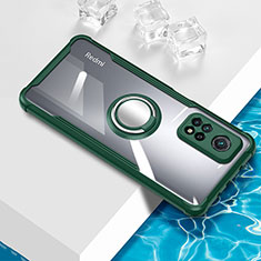Custodia Silicone Trasparente Ultra Slim Cover Morbida con Magnetico Anello Supporto BH1 per Xiaomi Redmi Note 11 Pro 5G Verde