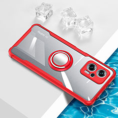 Custodia Silicone Trasparente Ultra Slim Cover Morbida con Magnetico Anello Supporto BH1 per Xiaomi Redmi Note 11T Pro 5G Rosso