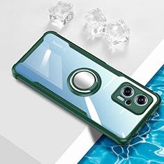 Custodia Silicone Trasparente Ultra Slim Cover Morbida con Magnetico Anello Supporto BH1 per Xiaomi Redmi Note 12T Pro 5G Verde