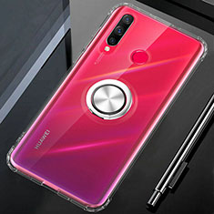 Custodia Silicone Trasparente Ultra Slim Cover Morbida con Magnetico Anello Supporto C01 per Huawei P Smart+ Plus (2019) Chiaro