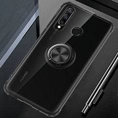 Custodia Silicone Trasparente Ultra Slim Cover Morbida con Magnetico Anello Supporto C01 per Huawei P Smart+ Plus (2019) Nero