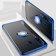 Custodia Silicone Trasparente Ultra Slim Cover Morbida con Magnetico Anello Supporto C01 per Huawei P30 Lite Blu