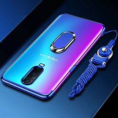 Custodia Silicone Trasparente Ultra Slim Cover Morbida con Magnetico Anello Supporto C01 per Oppo R17 Pro Blu