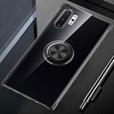 Custodia Silicone Trasparente Ultra Slim Cover Morbida con Magnetico Anello Supporto C01 per Samsung Galaxy Note 10 Plus Nero