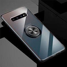 Custodia Silicone Trasparente Ultra Slim Cover Morbida con Magnetico Anello Supporto C01 per Samsung Galaxy S10 5G Nero