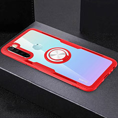 Custodia Silicone Trasparente Ultra Slim Cover Morbida con Magnetico Anello Supporto C01 per Xiaomi Redmi Note 8 Rosso