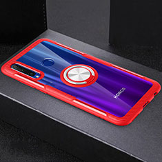 Custodia Silicone Trasparente Ultra Slim Cover Morbida con Magnetico Anello Supporto C02 per Huawei Honor 10i Rosso