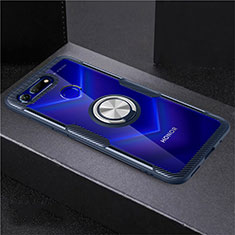 Custodia Silicone Trasparente Ultra Slim Cover Morbida con Magnetico Anello Supporto C02 per Huawei Honor View 20 Blu