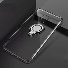 Custodia Silicone Trasparente Ultra Slim Cover Morbida con Magnetico Anello Supporto C02 per Huawei Mate 20 X 5G Nero