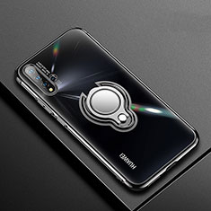 Custodia Silicone Trasparente Ultra Slim Cover Morbida con Magnetico Anello Supporto C03 per Huawei Nova 5 Pro Nero