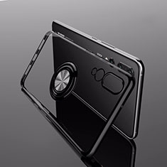 Custodia Silicone Trasparente Ultra Slim Cover Morbida con Magnetico Anello Supporto C04 per Huawei P20 Pro Nero