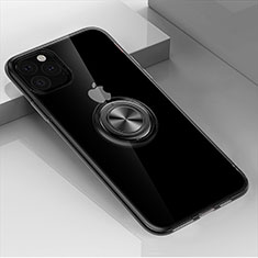 Custodia Silicone Trasparente Ultra Slim Cover Morbida con Magnetico Anello Supporto F01 per Apple iPhone 11 Pro Nero