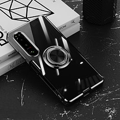 Custodia Silicone Trasparente Ultra Slim Cover Morbida con Magnetico Anello Supporto per Sony Xperia 1 IV SO-51C Nero