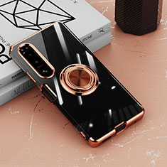 Custodia Silicone Trasparente Ultra Slim Cover Morbida con Magnetico Anello Supporto per Sony Xperia 1 IV SO-51C Oro Rosa