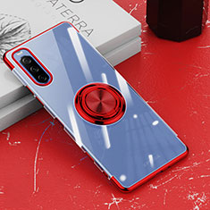 Custodia Silicone Trasparente Ultra Slim Cover Morbida con Magnetico Anello Supporto per Sony Xperia 10 III SO-52B Rosso