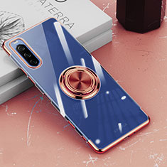 Custodia Silicone Trasparente Ultra Slim Cover Morbida con Magnetico Anello Supporto per Sony Xperia 10 III SOG04 Oro Rosa