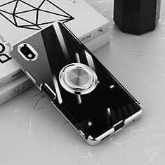 Custodia Silicone Trasparente Ultra Slim Cover Morbida con Magnetico Anello Supporto per Sony Xperia Ace III SO-53C Argento