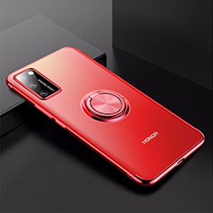 Custodia Silicone Trasparente Ultra Slim Cover Morbida con Magnetico Anello Supporto S01 per Huawei Honor View 30 Pro 5G Rosso