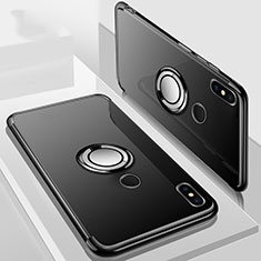 Custodia Silicone Trasparente Ultra Slim Cover Morbida con Magnetico Anello Supporto S01 per Xiaomi Mi A2 Lite Nero