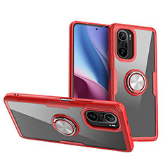 Custodia Silicone Trasparente Ultra Slim Cover Morbida con Magnetico Anello Supporto ZL1 per Xiaomi Mi 11i 5G Rosso