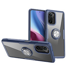 Custodia Silicone Trasparente Ultra Slim Cover Morbida con Magnetico Anello Supporto ZL1 per Xiaomi Mi 11X Pro 5G Argento e Blu