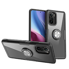 Custodia Silicone Trasparente Ultra Slim Cover Morbida con Magnetico Anello Supporto ZL1 per Xiaomi Redmi K40 5G Argento e Nero