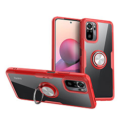 Custodia Silicone Trasparente Ultra Slim Cover Morbida con Magnetico Anello Supporto ZL1 per Xiaomi Redmi Note 10 4G Rosso