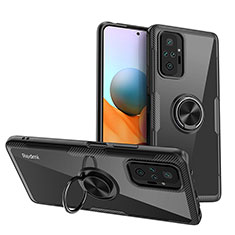 Custodia Silicone Trasparente Ultra Slim Cover Morbida con Magnetico Anello Supporto ZL1 per Xiaomi Redmi Note 10 Pro 4G Nero