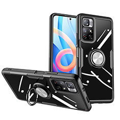 Custodia Silicone Trasparente Ultra Slim Cover Morbida con Magnetico Anello Supporto ZL1 per Xiaomi Redmi Note 11 5G Argento e Nero