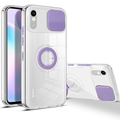 Custodia Silicone Trasparente Ultra Slim Cover Morbida con Supporto per Xiaomi Redmi 9i Viola