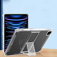 Custodia Silicone Trasparente Ultra Slim Cover Morbida con Supporto S01 per Apple iPad Pro 11 (2022) Chiaro