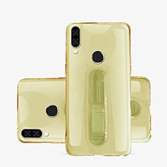 Custodia Silicone Trasparente Ultra Slim Cover Morbida con Supporto S01 per Huawei Nova 3e Oro