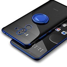 Custodia Silicone Trasparente Ultra Slim Morbida con Anello Supporto per Huawei Mate 10 Pro Blu