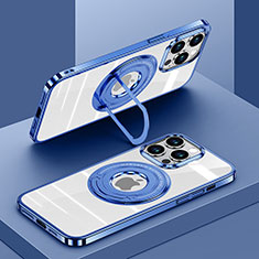 Custodia Silicone Trasparente Ultra Slim Morbida con Mag-Safe Magnetic AC1 per Apple iPhone 14 Pro Blu