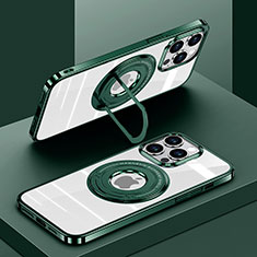 Custodia Silicone Trasparente Ultra Slim Morbida con Mag-Safe Magnetic AC1 per Apple iPhone 15 Pro Verde