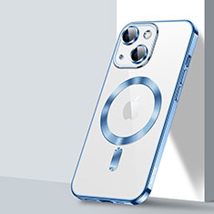 Custodia Silicone Trasparente Ultra Slim Morbida con Mag-Safe Magnetic LD2 per Apple iPhone 13 Blu