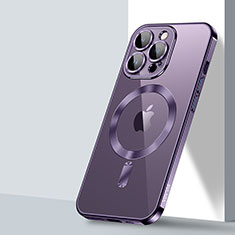 Custodia Silicone Trasparente Ultra Slim Morbida con Mag-Safe Magnetic LD2 per Apple iPhone 13 Pro Max Viola