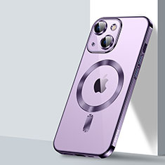 Custodia Silicone Trasparente Ultra Slim Morbida con Mag-Safe Magnetic LD2 per Apple iPhone 13 Viola