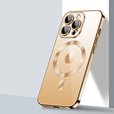 Custodia Silicone Trasparente Ultra Slim Morbida con Mag-Safe Magnetic LD2 per Apple iPhone 14 Pro Oro