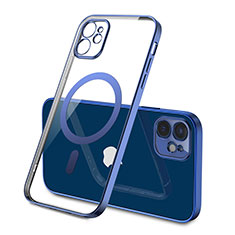 Custodia Silicone Trasparente Ultra Slim Morbida con Mag-Safe Magnetic M01 per Apple iPhone 12 Blu